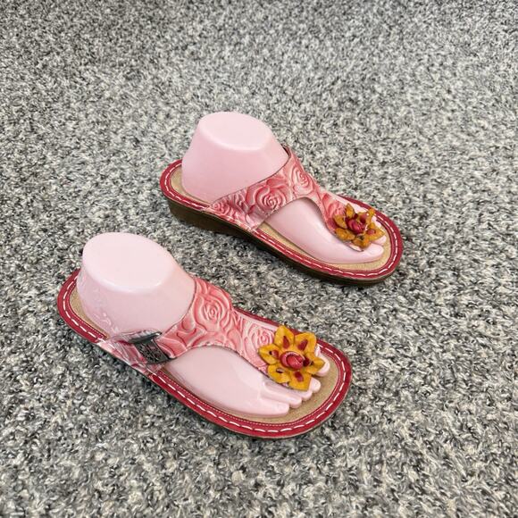Lartiste Aldora Sandals Pink Leather Floral Colorful Thongs Slip On 30 US 8.5 - Picture 2 of 10
